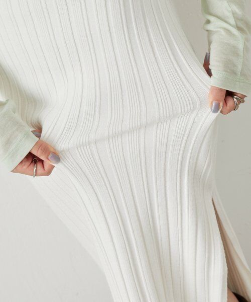 BEARDSLEY / ビアズリー ロング・マキシ丈スカート | 《LEVAR》リブニットスカート（ホワイト） | 詳細12