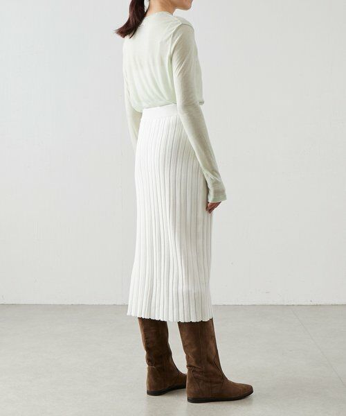 BEARDSLEY / ビアズリー ロング・マキシ丈スカート | 《LEVAR》リブニットスカート（ホワイト） | 詳細4