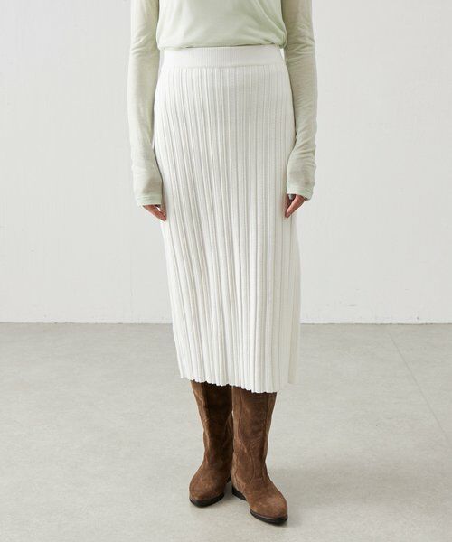 BEARDSLEY / ビアズリー ロング・マキシ丈スカート | 《LEVAR》リブニットスカート（ホワイト） | 詳細5