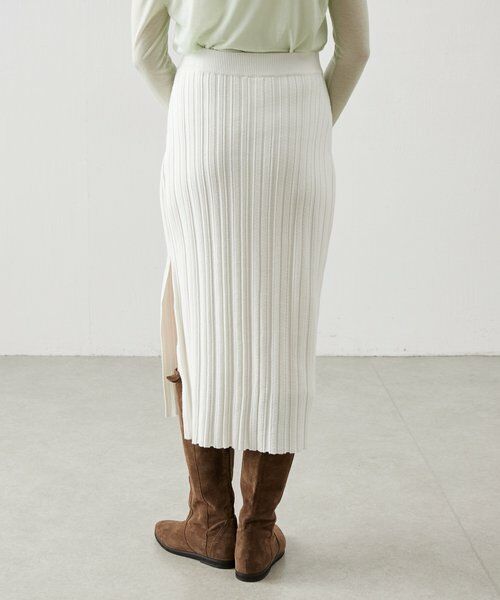 BEARDSLEY / ビアズリー ロング・マキシ丈スカート | 《LEVAR》リブニットスカート（ホワイト） | 詳細7