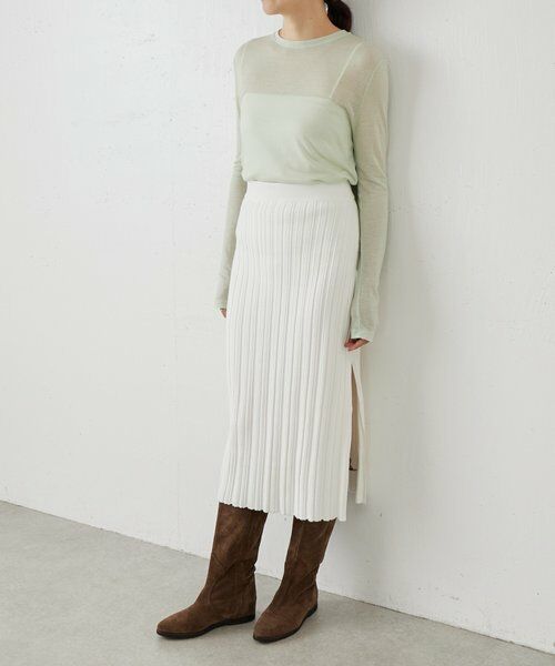 BEARDSLEY / ビアズリー ロング・マキシ丈スカート | 《LEVAR》リブニットスカート（ホワイト） | 詳細9