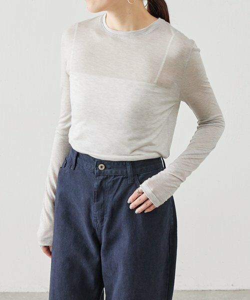 BEARDSLEY / ビアズリー カットソー | 《LEVAR》ウール混シアーカットソー（ライトグレー） | 詳細11