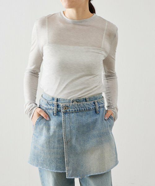 BEARDSLEY / ビアズリー カットソー | 《LEVAR》ウール混シアーカットソー（ライトグレー） | 詳細5