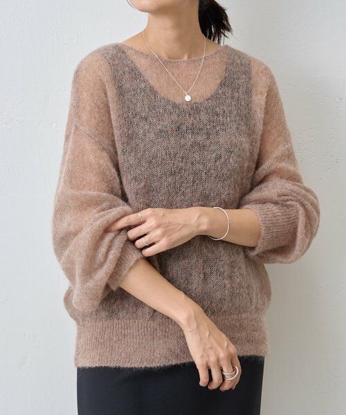 BEARDSLEY/ビアズリー シアーモヘア袖パフプルオーバー ベージュ F BEARDSLEY/ビアズリー シアーモヘア袖パフプルオーバー ベージュ F