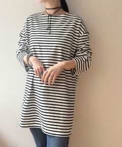 BEARDSLEY / ビアズリー カットソー | 刺繍入りボーダーロングプルオーバー