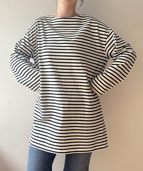 BEARDSLEY / ビアズリー カットソー | 刺繍入りボーダーロングプルオーバー | 詳細1