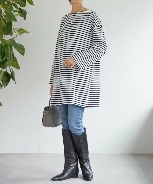 BEARDSLEY / ビアズリー カットソー | 刺繍入りボーダーロングプルオーバー | 詳細11