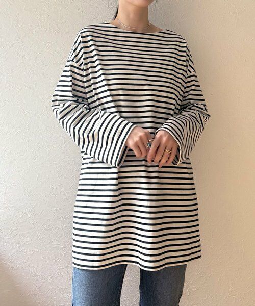 BEARDSLEY / ビアズリー カットソー | 刺繍入りボーダーロングプルオーバー | 詳細2