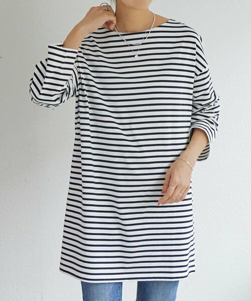 BEARDSLEY / ビアズリー カットソー | 刺繍入りボーダーロングプルオーバー | 詳細3