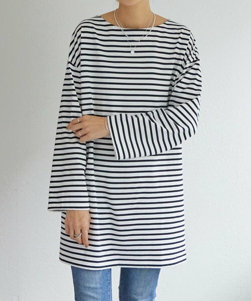 BEARDSLEY / ビアズリー カットソー | 刺繍入りボーダーロングプルオーバー | 詳細9