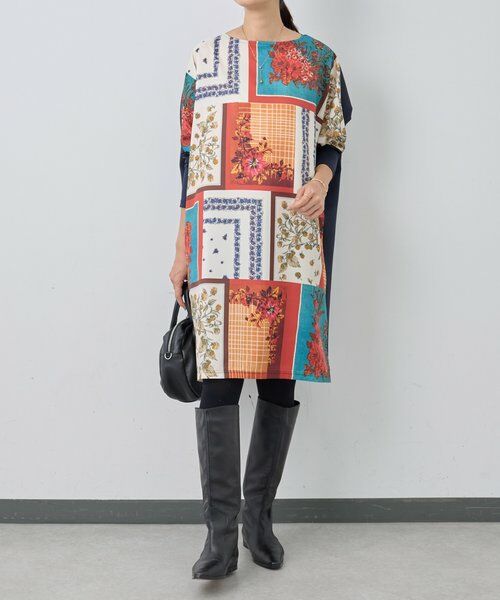 BEARDSLEY / ビアズリー ロング・マキシ丈ワンピース | スカーフパッチワークプリントワンピース | 詳細2