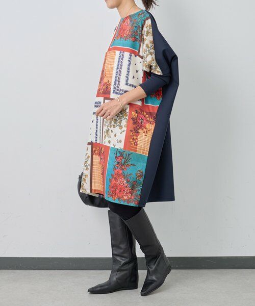 BEARDSLEY / ビアズリー ロング・マキシ丈ワンピース | スカーフパッチワークプリントワンピース | 詳細3