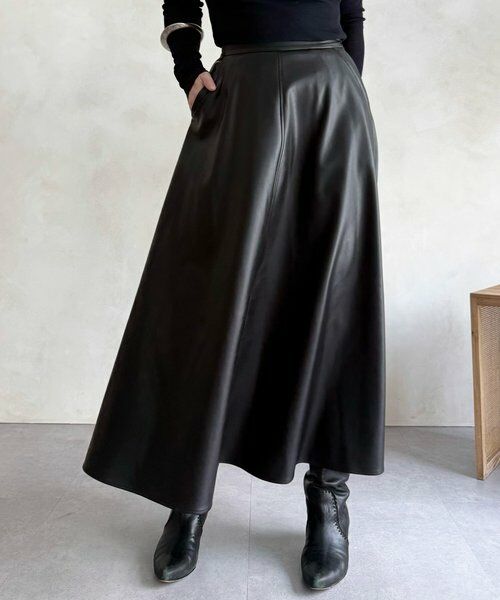BEARDSLEY / ビアズリー ロング・マキシ丈スカート | フェイクレザーフレアスカート | 詳細1