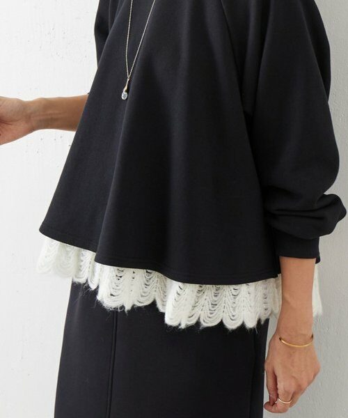 BEARDSLEY / ビアズリー カットソー | 裾タムレースカットソー(ブラック)