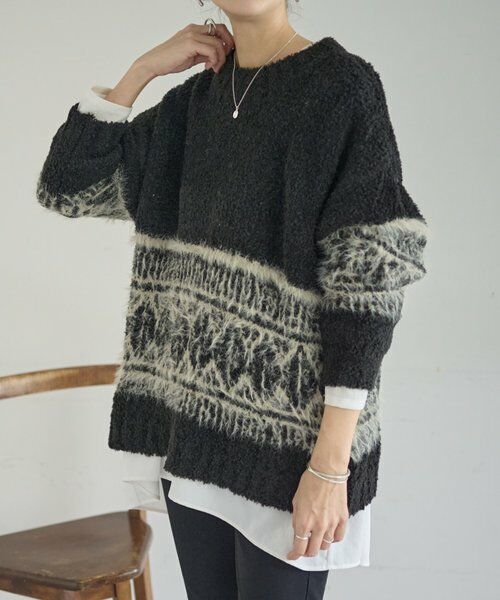 BEARDSLEY / ビアズリー ニット・セーター | ビッグフェアアイル柄プルオーバー | 詳細3