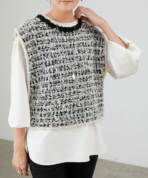 BEARDSLEY / ビアズリー ニット・セーター | 《12/11(木)12：00予約開始》ツイードニットジレ | 詳細1