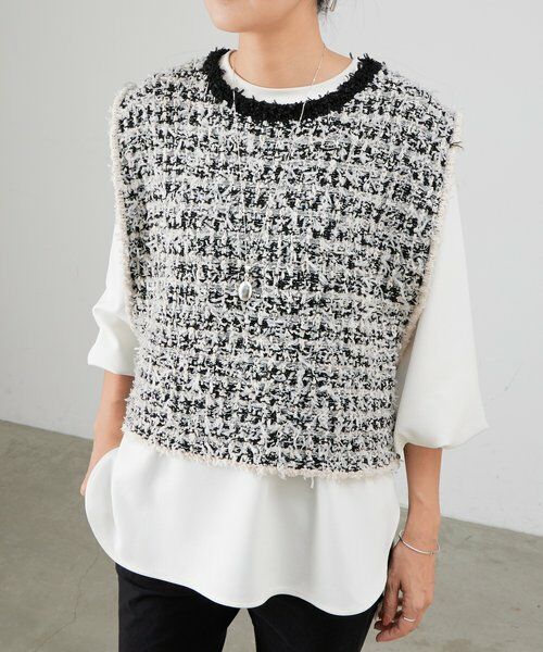 BEARDSLEY / ビアズリー ニット・セーター | 《12/11(木)12：00予約開始》ツイードニットジレ | 詳細4