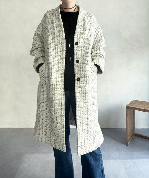 BEARDSLEY / ビアズリー その他アウター | チェックツイードロングコート | 詳細1