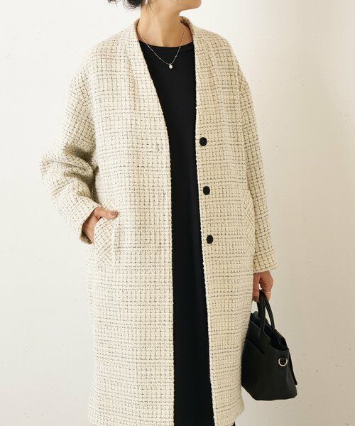 BEARDSLEY / ビアズリー その他アウター | チェックツイードロングコート | 詳細10