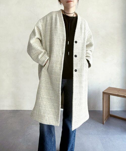 BEARDSLEY / ビアズリー その他アウター | チェックツイードロングコート | 詳細3