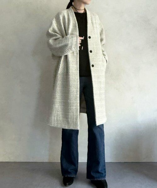 BEARDSLEY / ビアズリー その他アウター | チェックツイードロングコート | 詳細5