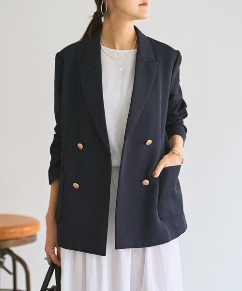 BEARDSLEY / ビアズリー テーラードジャケット | 《1/4(日)12:00予約・LIVETART》ボンディングメッシュジャケット（ネイビー）