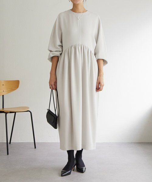 BEARDSLEY / ビアズリー ロング・マキシ丈ワンピース | 《1/4(日)12:00・LIVETART》ギャザーコクーンワンピース | 詳細1