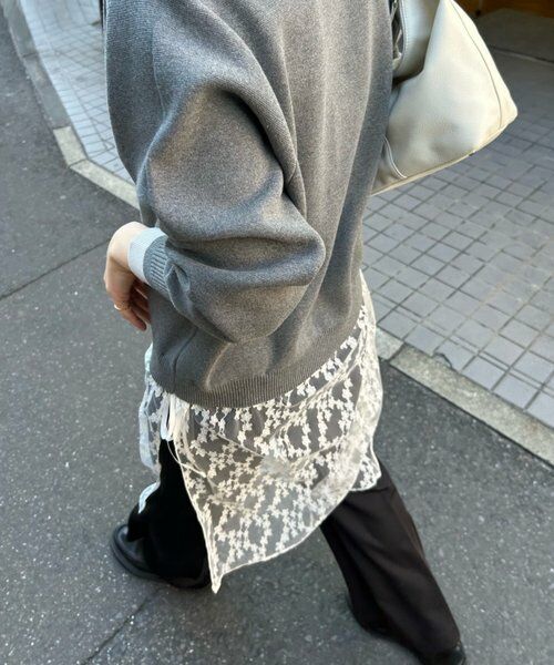 BEARDSLEY / ビアズリー ニット・セーター | 《FRIPIER》レースコンビニット（ダークグレー）