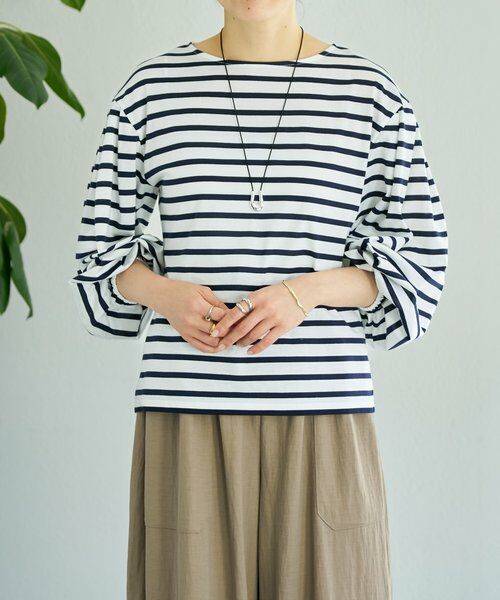 BEARDSLEY / ビアズリー カットソー | 《1/23(金)11：00予約開始》パフスリーブボーダープルオーバー | 詳細6