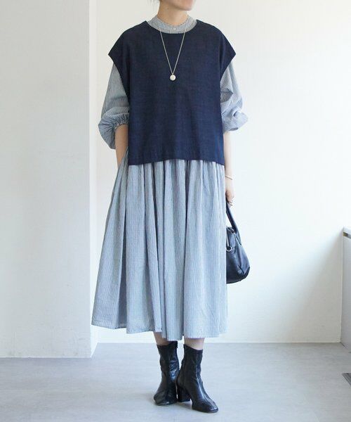 BEARDSLEY / ビアズリー ロング・マキシ丈ワンピース | 《1/23(金)11：00予約開始》先染めギャザーワンピース | 詳細13