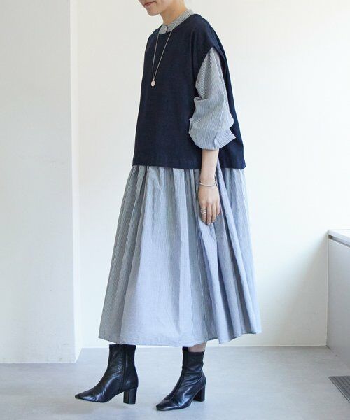 BEARDSLEY / ビアズリー ロング・マキシ丈ワンピース | 《1/23(金)11：00予約開始》先染めギャザーワンピース | 詳細14