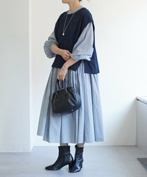 BEARDSLEY / ビアズリー ロング・マキシ丈ワンピース | 《1/23(金)11：00予約開始》先染めギャザーワンピース | 詳細15