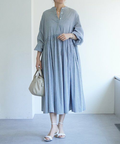 BEARDSLEY / ビアズリー ロング・マキシ丈ワンピース | 《1/23(金)11：00予約開始》先染めギャザーワンピース | 詳細20