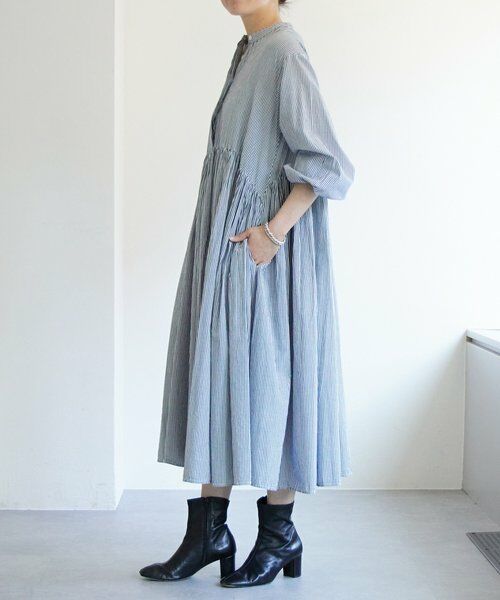 BEARDSLEY / ビアズリー ロング・マキシ丈ワンピース | 《1/23(金)11：00予約開始》先染めギャザーワンピース | 詳細7