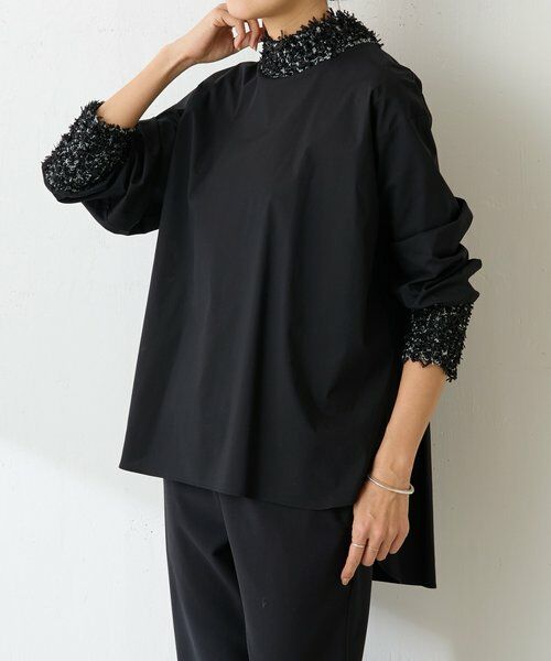 BEARDSLEY / ビアズリー シャツ・ブラウス | ツイードニットコンビシャツ（ブラック）