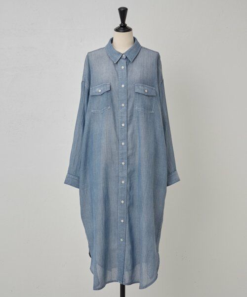 BEARDSLEY / ビアズリー ロング・マキシ丈ワンピース | シフォンデニムシャツワンピース | 詳細14