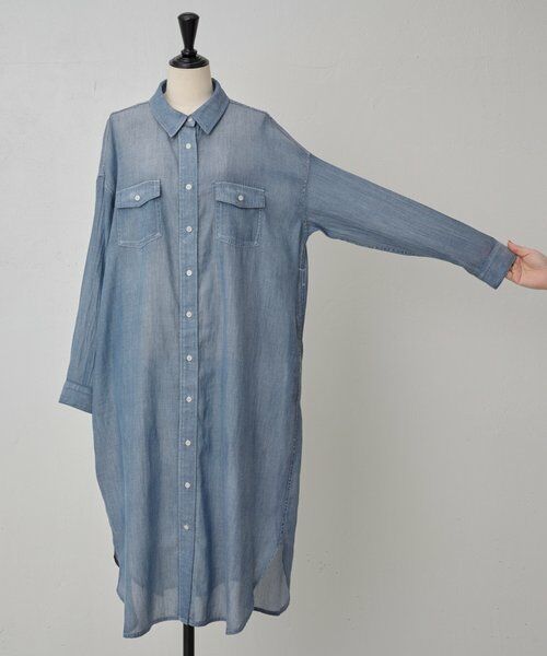 BEARDSLEY / ビアズリー ロング・マキシ丈ワンピース | シフォンデニムシャツワンピース | 詳細18