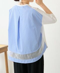 BEARDSLEY / ビアズリー カットソー | ラウンドキリカエストライププルオーバー