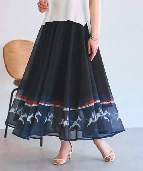 BEARDSLEY / ビアズリー ロング・マキシ丈スカート | メリーゴーランドウエストリブスカート | 詳細1