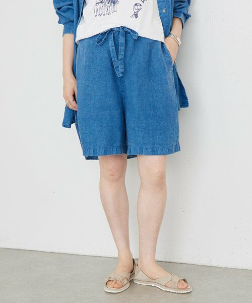 BEARDSLEY / ビアズリー ショート・ハーフ・半端丈パンツ | 《4/1(水)20：00予約開始》ウォッシュドリネンショートパンツ（インディゴブルー）