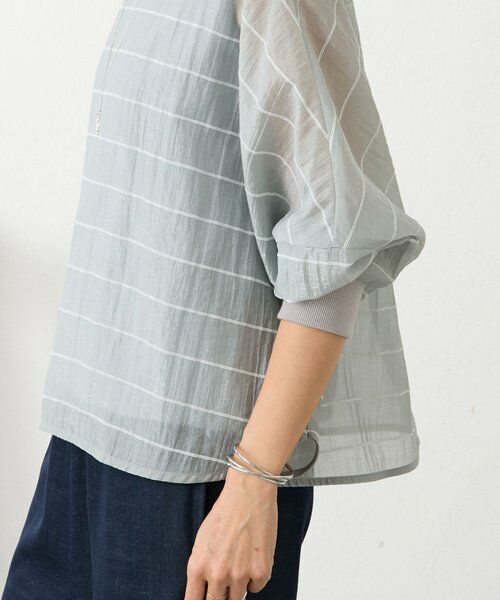 BEARDSLEY / ビアズリー シャツ・ブラウス | シアーボーダーシャツTee（ライトグレー）