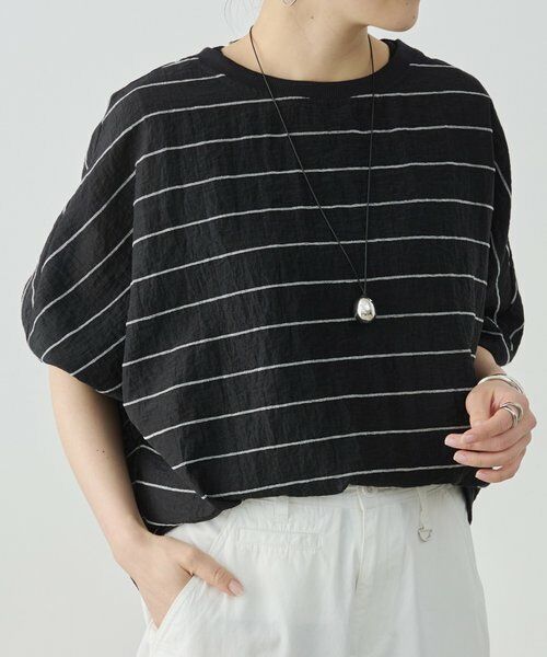 BEARDSLEY / ビアズリー シャツ・ブラウス | シアーボーダーシャツTee（ブラック）