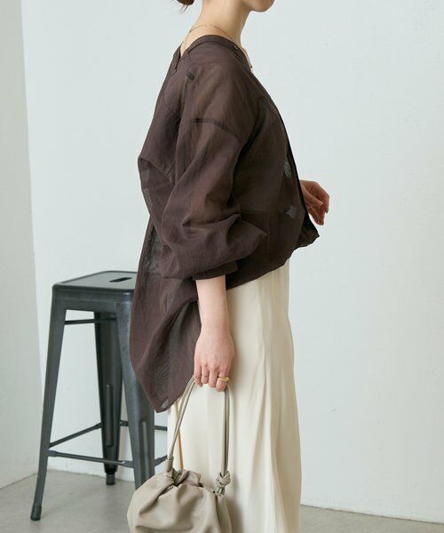 BEARDSLEY / ビアズリー シャツ・ブラウス | アキハストライプカラーレスシャツ | 詳細12