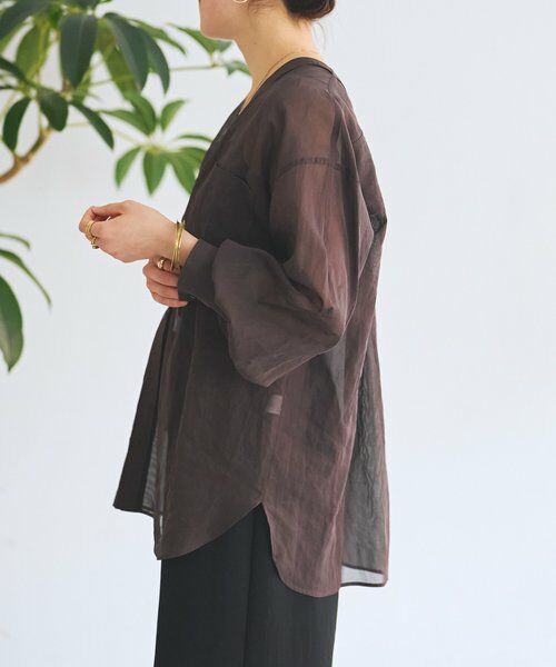 BEARDSLEY / ビアズリー シャツ・ブラウス | アキハストライプカラーレスシャツ | 詳細2