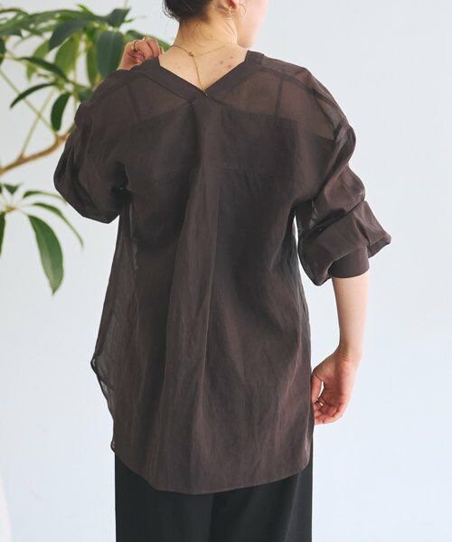 BEARDSLEY / ビアズリー シャツ・ブラウス | アキハストライプカラーレスシャツ | 詳細3