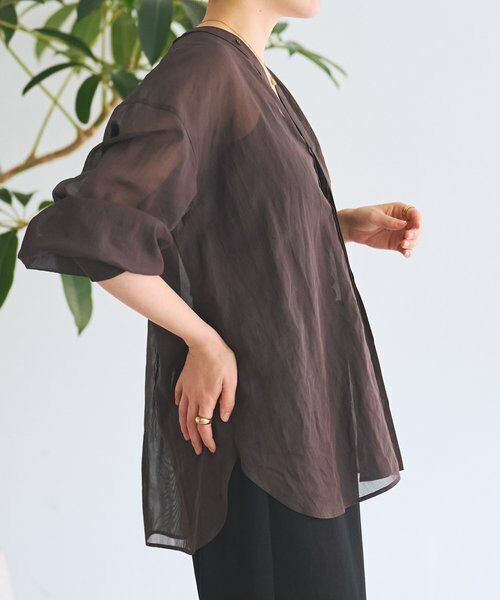 BEARDSLEY / ビアズリー シャツ・ブラウス | アキハストライプカラーレスシャツ | 詳細4