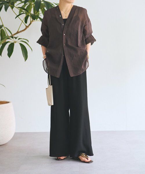 BEARDSLEY / ビアズリー シャツ・ブラウス | アキハストライプカラーレスシャツ | 詳細5