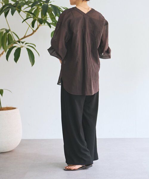 BEARDSLEY / ビアズリー シャツ・ブラウス | アキハストライプカラーレスシャツ | 詳細7