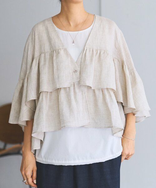 BEARDSLEY / ビアズリー その他アウター | リネンフリル羽織 | 詳細5