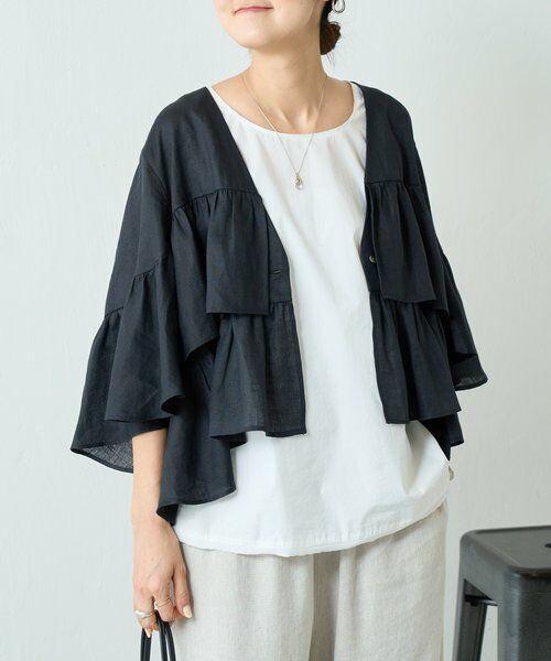 BEARDSLEY / ビアズリー その他アウター | リネンフリル羽織 | 詳細16